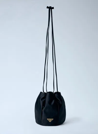 Prada Satin Mini Bucket Bag In Black