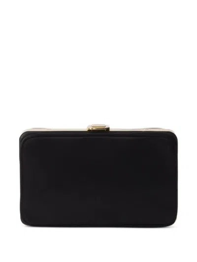 Prada Satin Mini-clutch With Shoulder Strap In Black