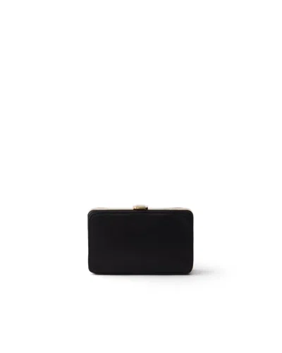 Prada Mini-clutch Aus Satin Mit Schulterriemen In Black