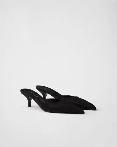Prada Mule With Stiletto Heel And Pointed Toe In Black