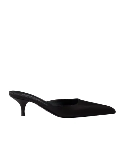 Prada Mule With Stiletto Heel And Pointed Toe In Black