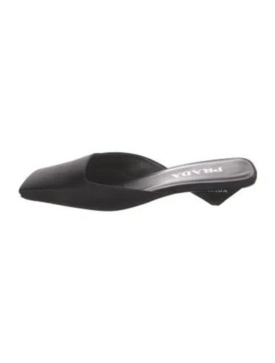 Pre-owned Prada Satin Mules In Black