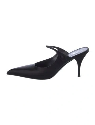 Pre-owned Prada Satin Mules In Black