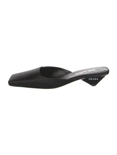 Pre-owned Prada Satin Mules In Black