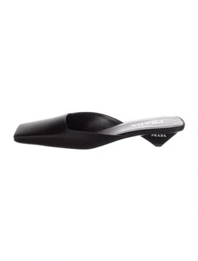 Pre-owned Prada Satin Mules In Black