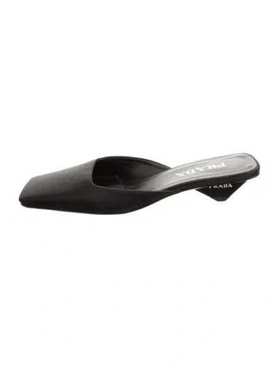 Pre-owned Prada Satin Mules In Black