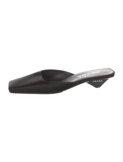 Pre-owned Prada Satin Mules In Black