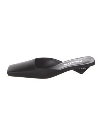 Pre-owned Prada Satin Mules In Black