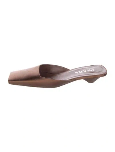 Pre-owned Prada Satin Mules In Brown
