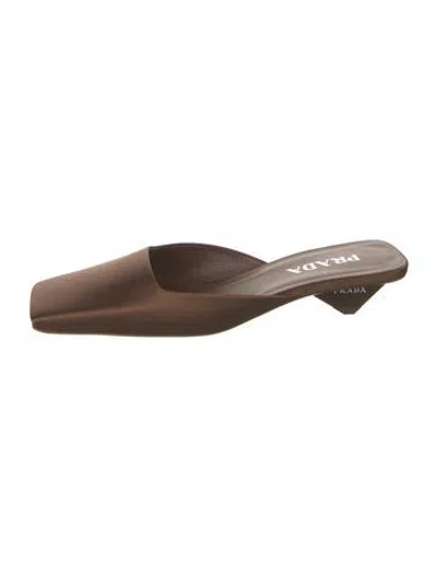 Pre-owned Prada Satin Mules In Brown