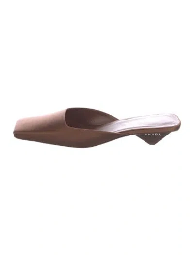 Pre-owned Prada Satin Mules In Brown