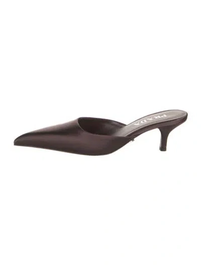Pre-owned Prada Satin Mules In Brown