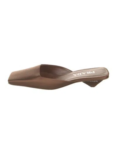 Pre-owned Prada Satin Mules In Brown