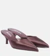 Prada Satin Mules In Burgundy