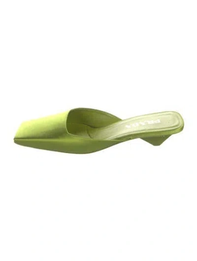 Pre-owned Prada Satin Mules In Green