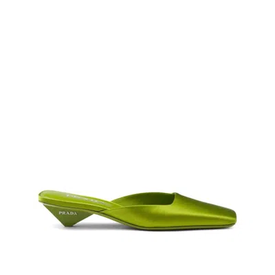 Prada Satin Sandals In Green