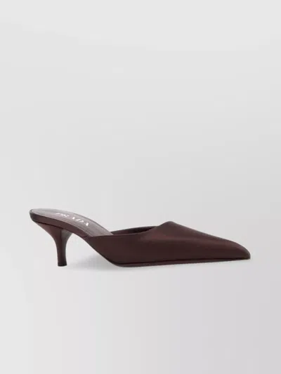 Prada Satin Mules Kitten Heel Pointed Toe In Red