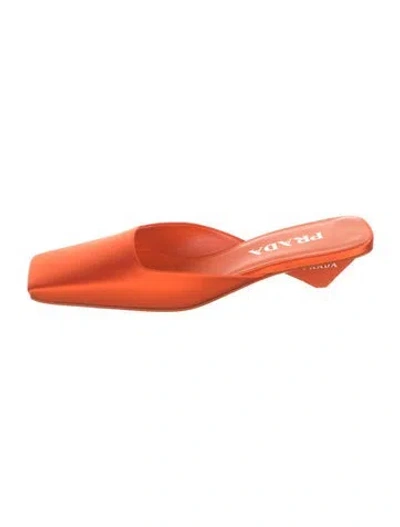 Pre-owned Prada Satin Mules In Orange