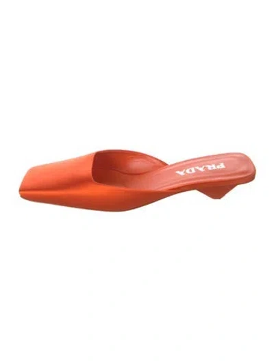 Pre-owned Prada Satin Mules In Orange
