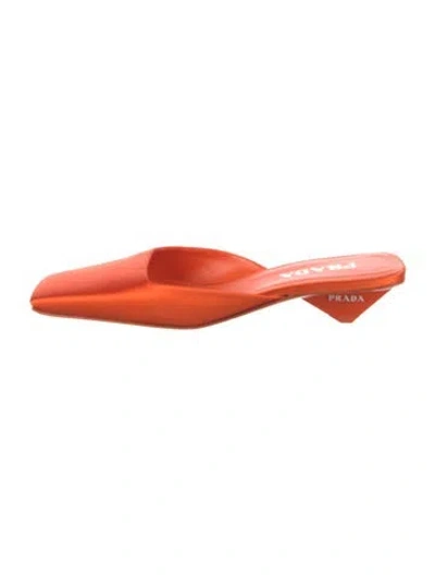 Pre-owned Prada Satin Mules In Orange