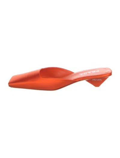 Pre-owned Prada Satin Mules In Orange