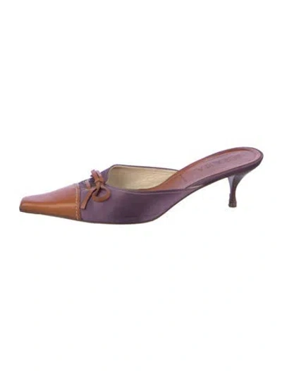 Pre-owned Prada Satin Mules In Purple