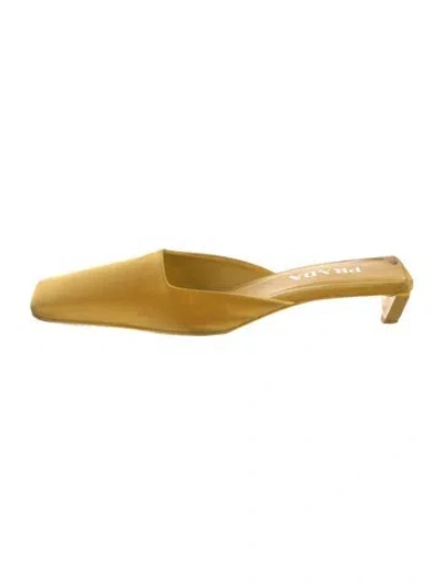 Pre-owned Prada Satin Mules In Yellow