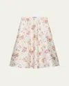 Prada Womens Pink Floral-print Quilted Satin Circle Midi Skirt In Neutral