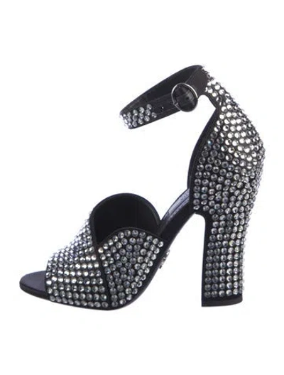 Pre-owned Prada Satin Patterned D'orsay Pumps In Black