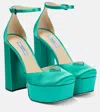 Prada Satin Platform Pumps In Assenzio