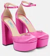 Prada Satin Platform Pumps In Begonia