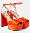 Prada Satin Platform Sandals In Arancio