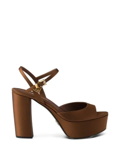 Prada Satin Platform Sandals In Multi