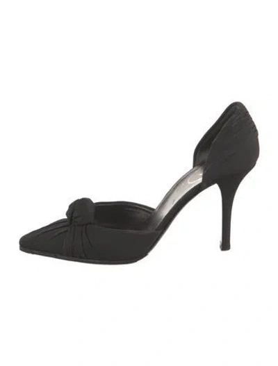 Pre-owned Prada Satin Pleated Accents D'orsay Pumps In Black