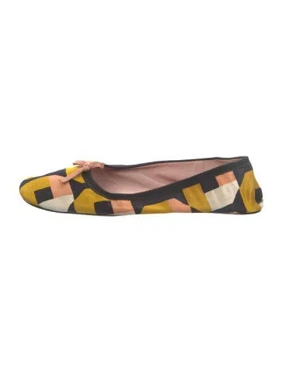 Pre-owned Prada Satin Printed Ballet Flats In Orange