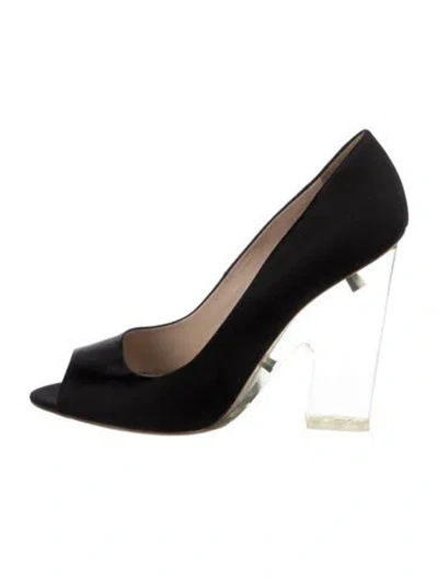 Pre-owned Prada Satin Pumps In Black