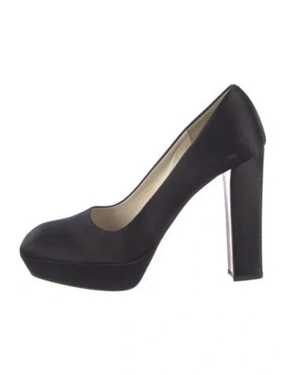 Pre-owned Prada Satin Pumps In Black