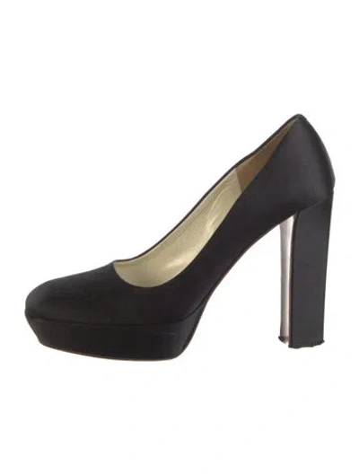 Pre-owned Prada Satin Pumps In Black
