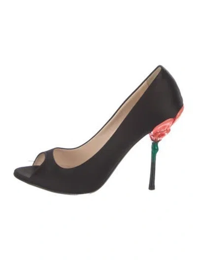 Pre-owned Prada Satin Pumps In Black