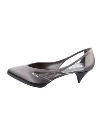 Pre-owned Prada Satin Pumps In Gray