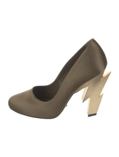 Pre-owned Prada Satin Pumps In Green