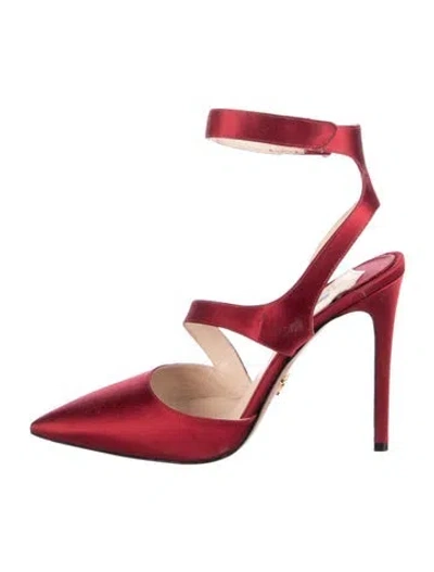Pre-owned Prada Satin Pumps In Red