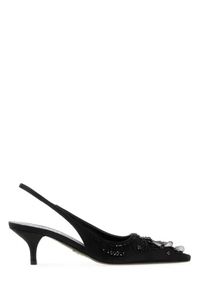 Prada Satin Pumps With 5 Cm Heel In Black