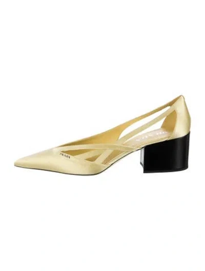 Pre-owned Prada Satin Pumps In Yellow