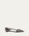 Prada Brushed Leather Cut-out Ballerinas Shoes In Black