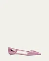 Prada Satin Rose Cutout Ballerina Flats In Pink