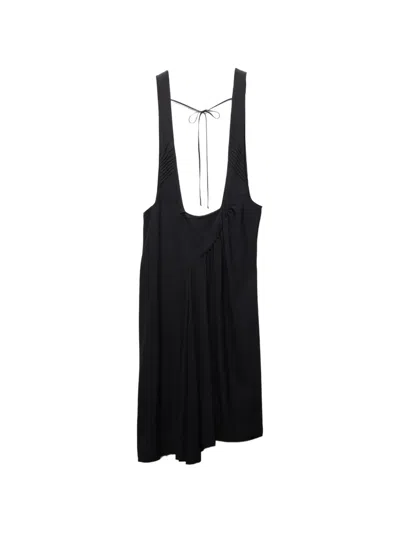 Prada Gathered Sable Midi Suspender Skirt In Black