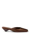 Prada Satin Square-toe Ballerina Mule Pumps In Brown