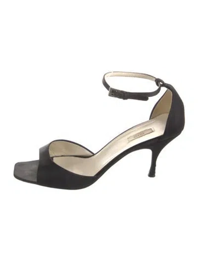 Pre-owned Prada Satin Sandals In Black
