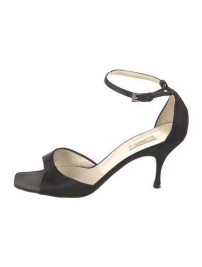 Pre-owned Prada Satin Sandals In Black